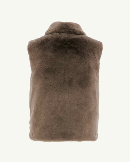 Doudoune avec des cristaux Swarovski®️ sans manches réversible Grand Froid Taupe Daria